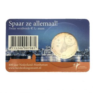 Nederland; 5 euro; 2009; Het Manhattan Vijfje in Coincard (UNC)